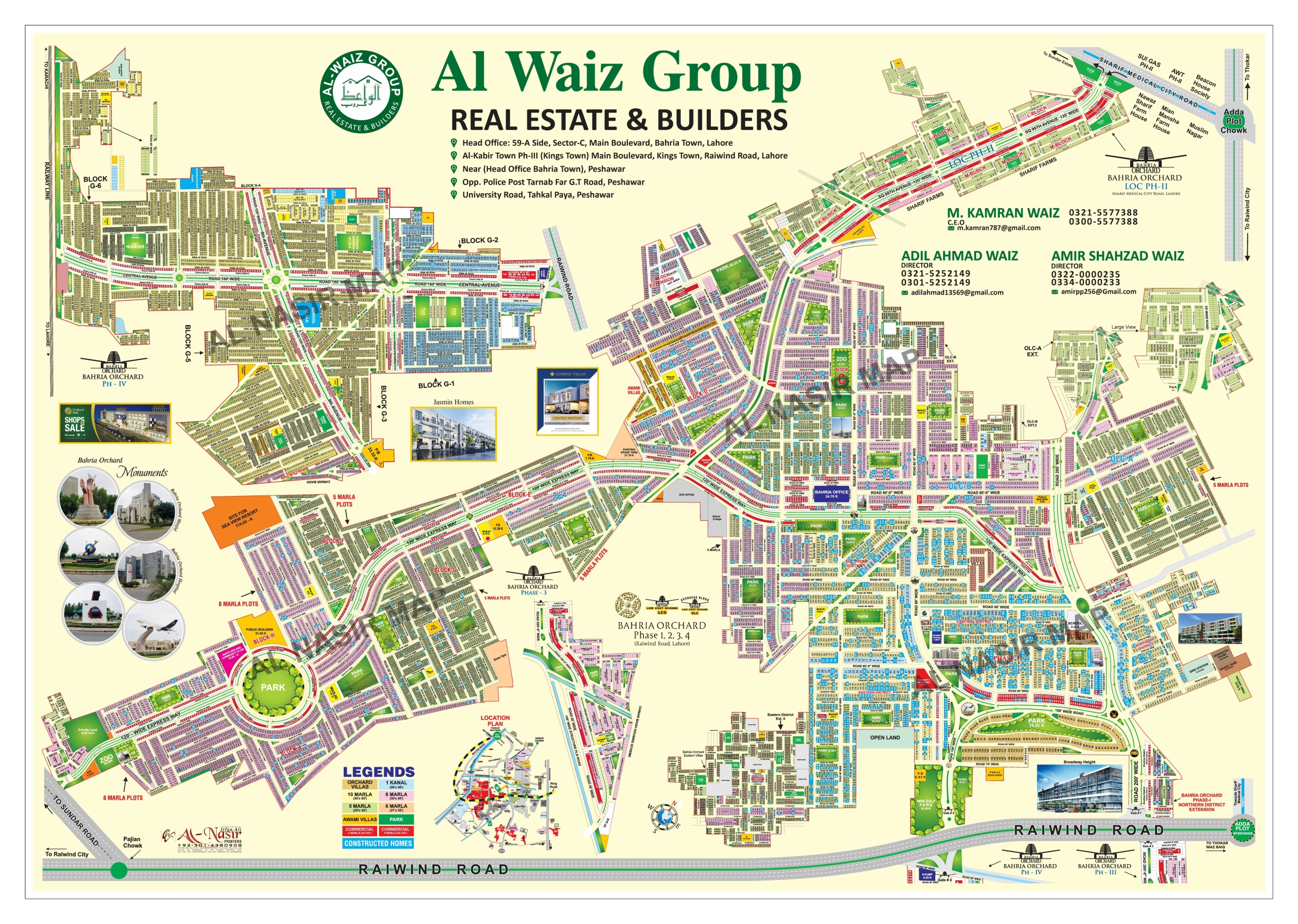 Bahria town latest map with complete all information and sector vise
